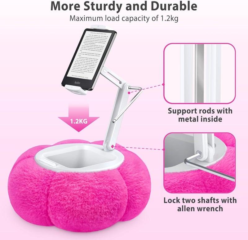 CreaDream Pumpkin Tablet Pillow Stand Holder for Kindle iPad, Adjustable Phone Pillow Stand for Lap Bed with Detachable Snack Bowl, Compatible with 4.7"-13" Tablet, iPad, iPhone, Samsung Tabs, Kindle - Image 2